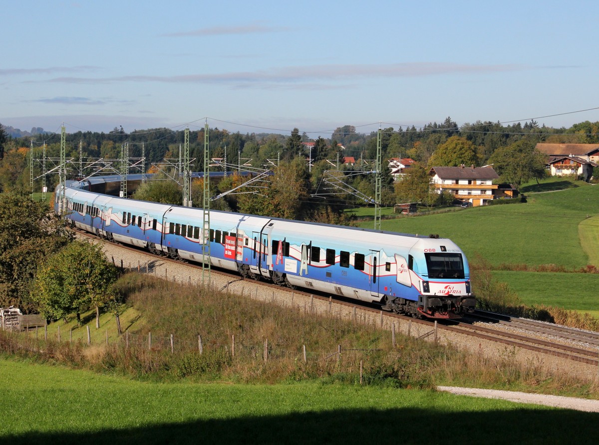 Der RJ 80-90 751 nach Wien am 13.10.2013 unterwegs bei Teisendorf.