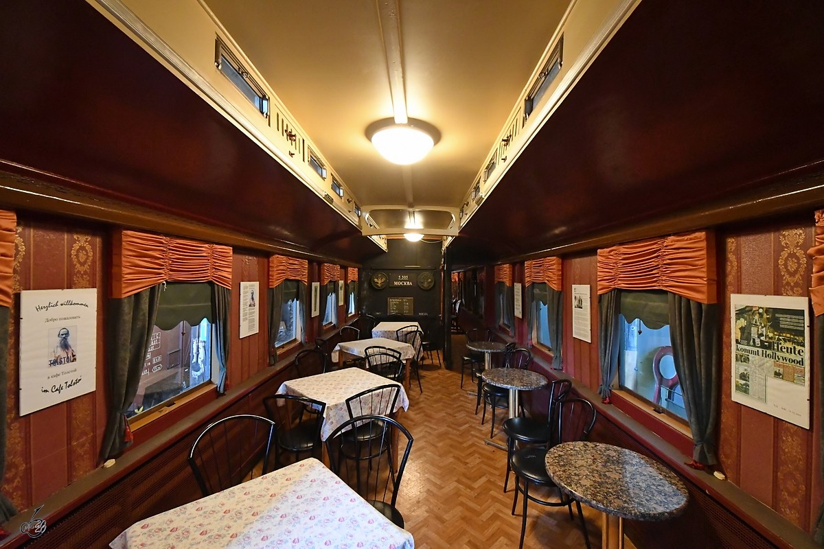 Der Salonwagen 0010Meh Salon 4ü Hg30 wurde für den Film  Ein russischer Sommer  so hergerichtet. (Eisenbahnmuseum Heilbronn, September 2019)