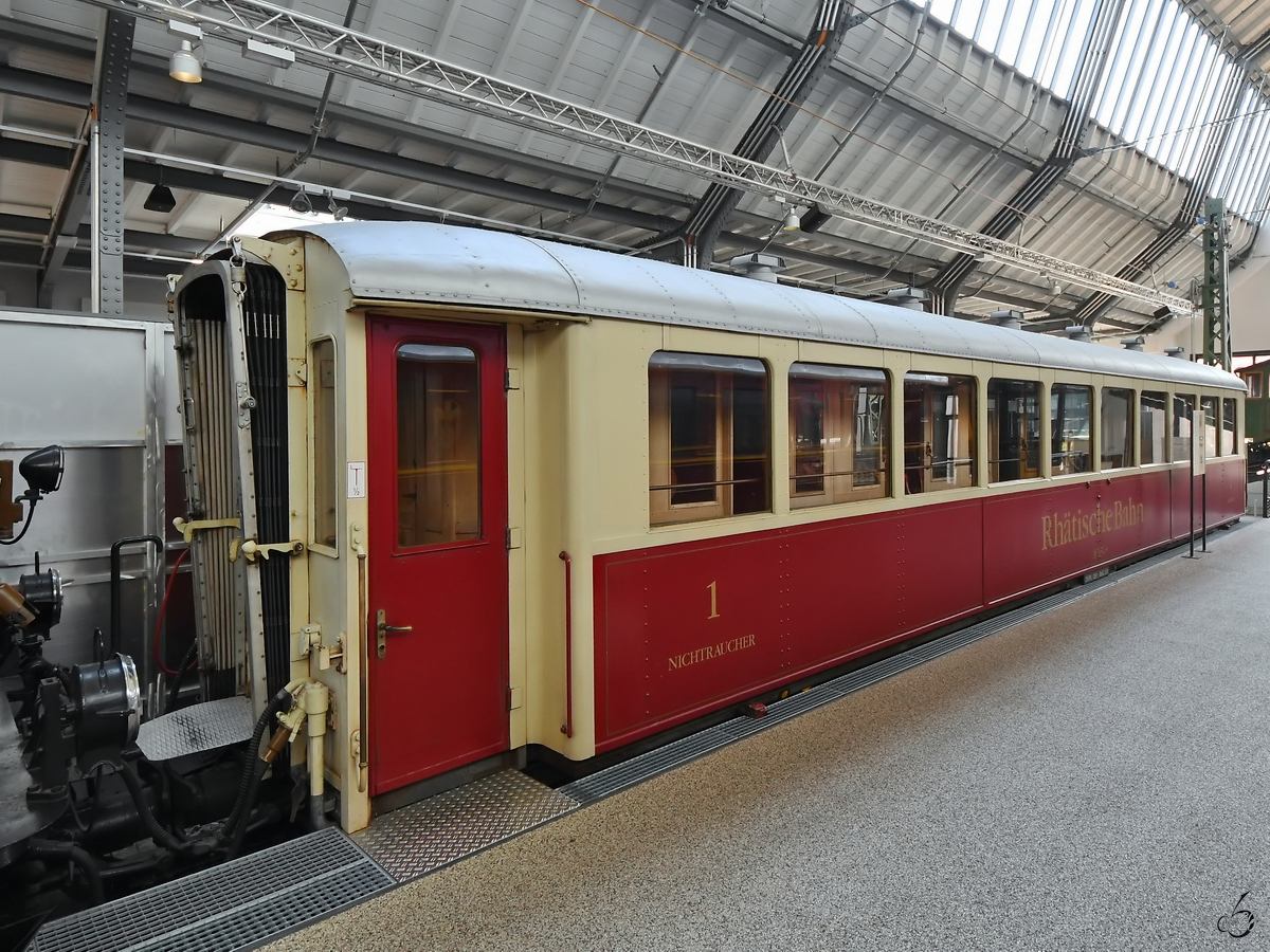 Der Salonwagen As 1154 der Rhätischen Bahn wurde 1930 gebaut. (Verkehrszentrum des Deutsches Museums München, August 2020) [Genehmigung liegt vor]