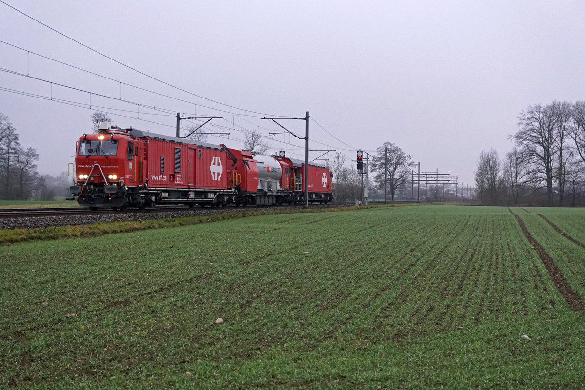 Der SBB Lösch- und Rettungszug bei Langenthal unterwegs am 16. Dezember 2020.
Foto: Walter Ruetsch
