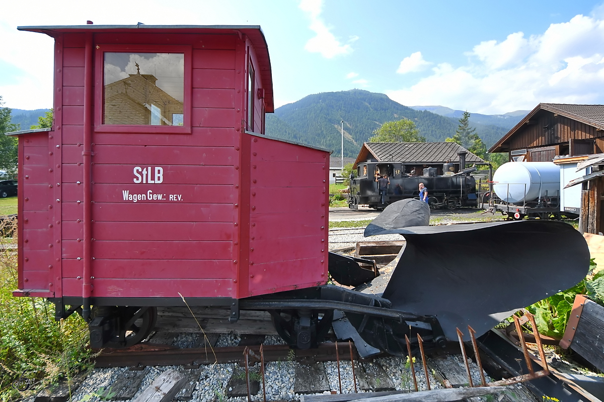 Der Schleppschnepflug X1  Kratzl  aus dem Jahr 1894 war der erste Schneepflug auf der Murtalbahn. (Mauterndorf, August 2019)