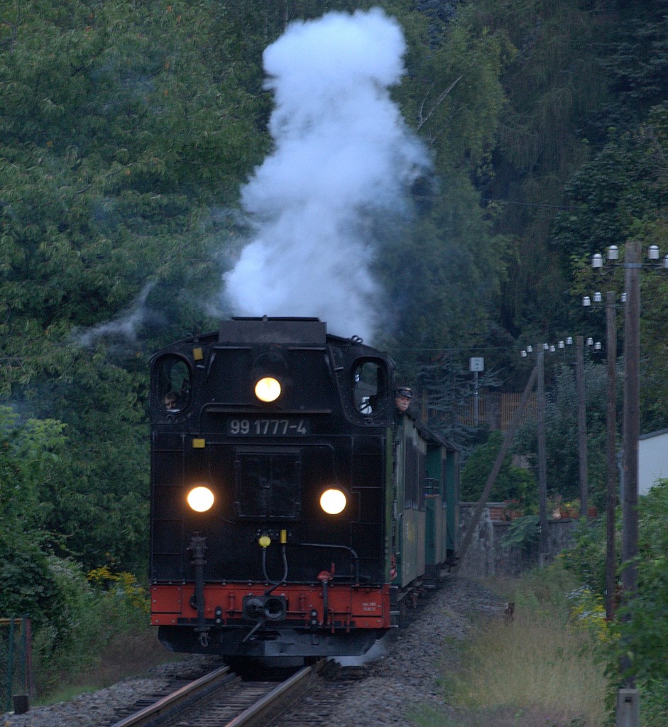 Der  Schlerzug  kurz vor dem B An der Jgermhle in Radebeul West
06:57 Uhr  am 18.09.2013