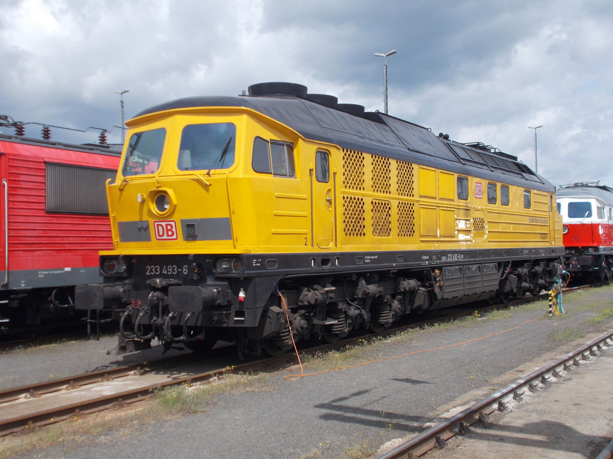 Der Tiger 232 493 von Bahnbau Gruppe stand,am 16.Mai 2016,in Seddin.