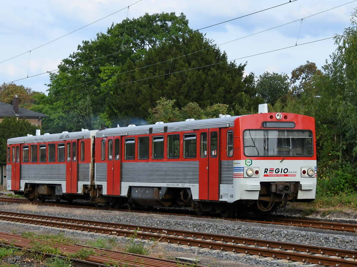 Der Triebwagen VT2E verkehrt aktuell auf der Strecke der Ruhrtalbahn als Ersatz für das defekte Schweineschnäuzchen. (Hattingen, August 2018) 