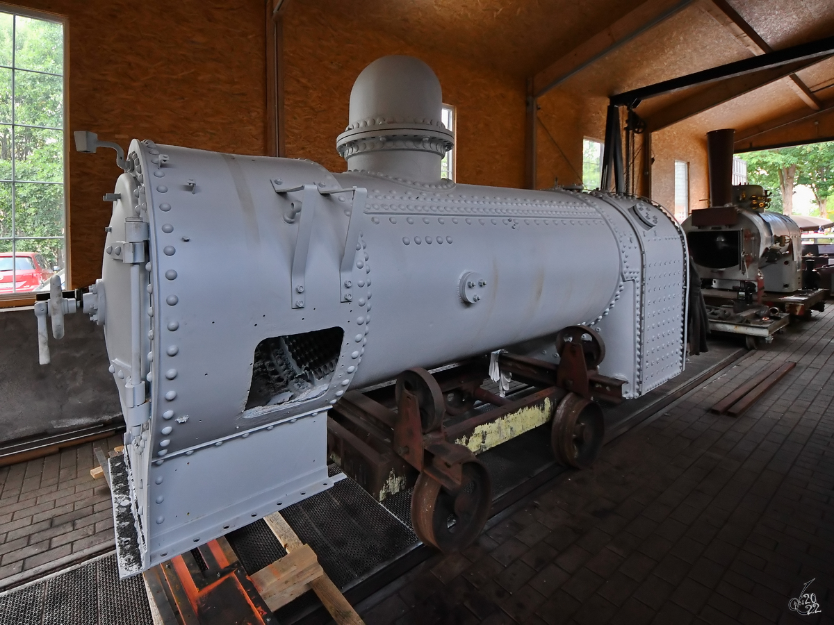 Der überholte Kessel der Dampflokomotive  Bieberlies  war Ende Juli 2022 im Lokschuppen Hüinghausen ausgestellt.