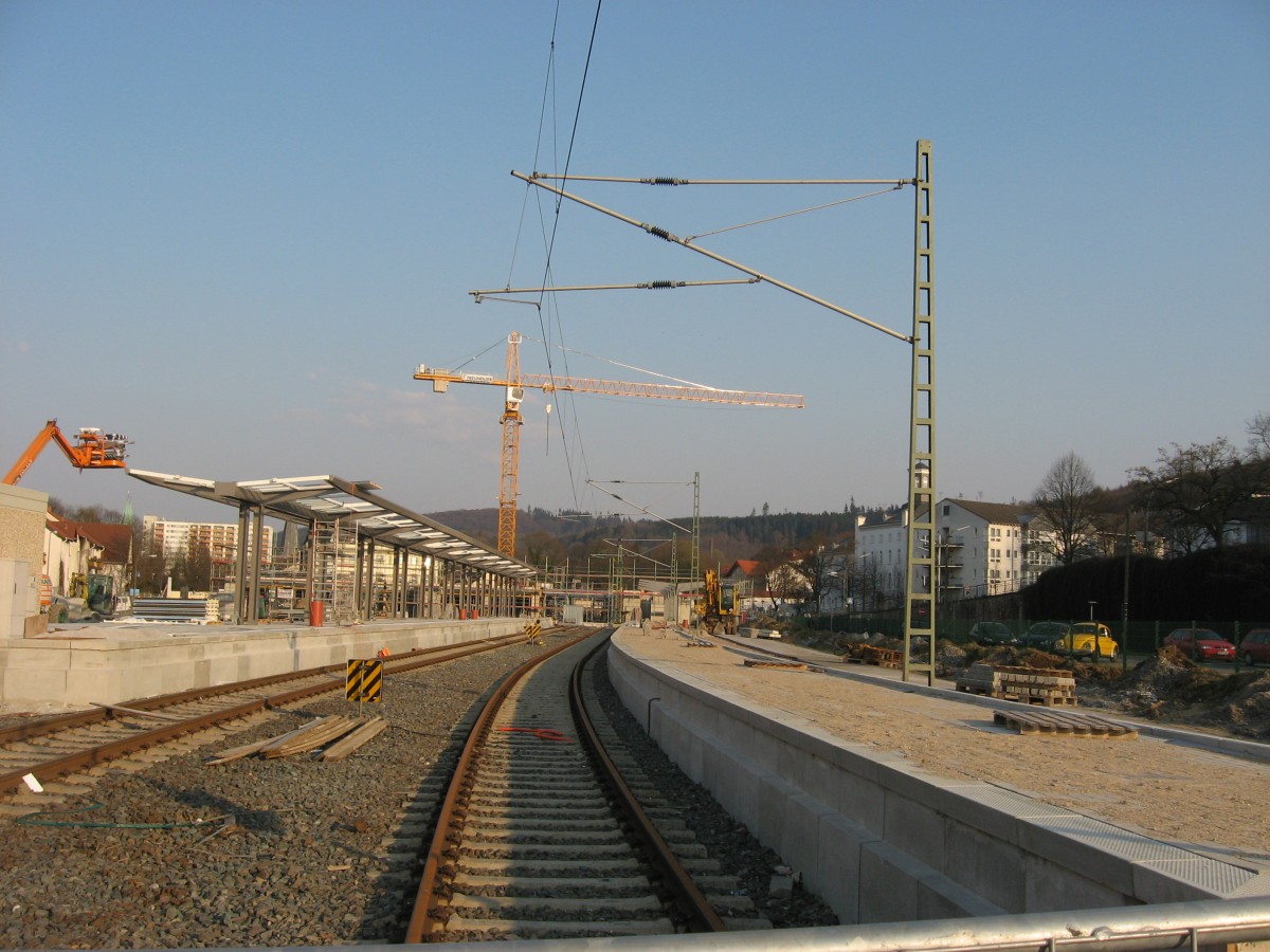 Der im Umbau befindliche Bahnhof von Iserlohn am 2.4.07 Das bild wurde vom Kopfstck aus gemacht (ffentlich zugnglich)