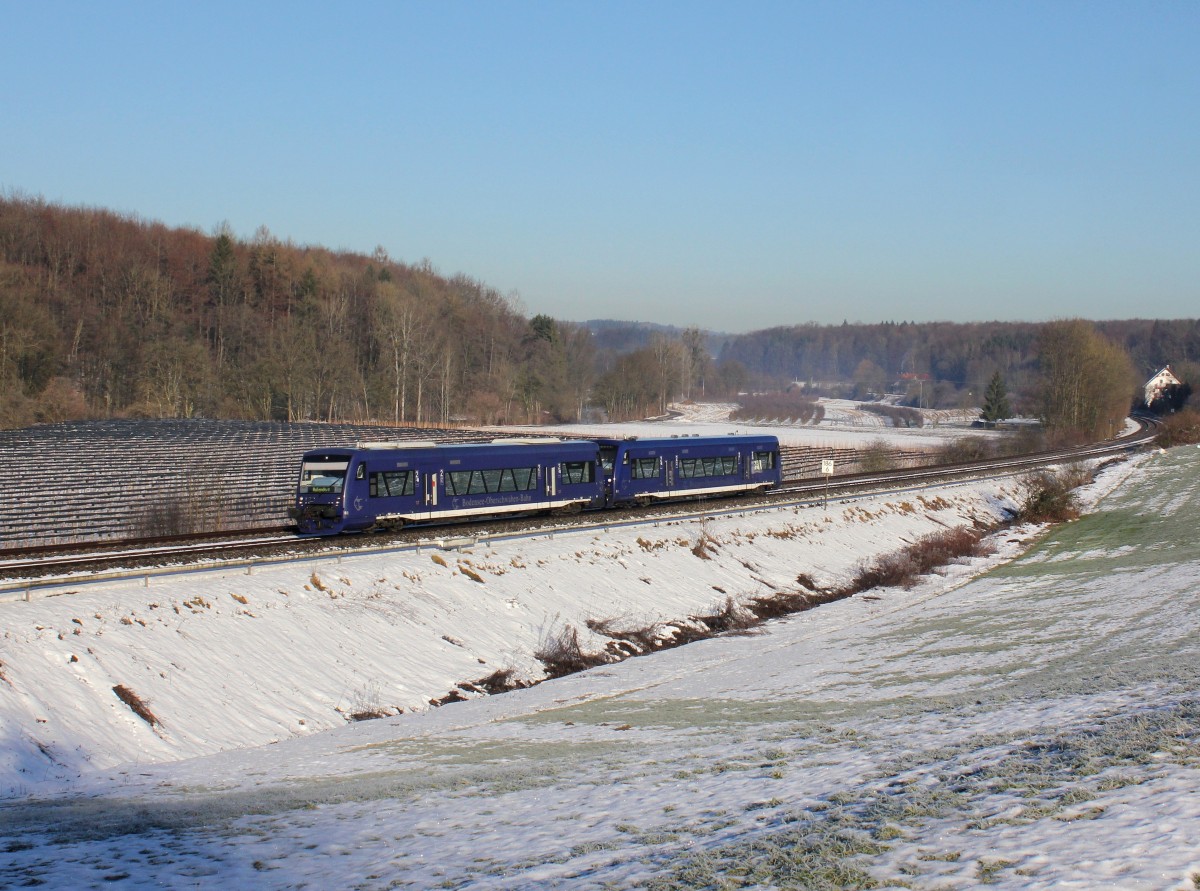Der VT 69 und der VT 63 als BOB nach Aulendorf am 05.01.2015 unterwegs bei Meckenbeuren.