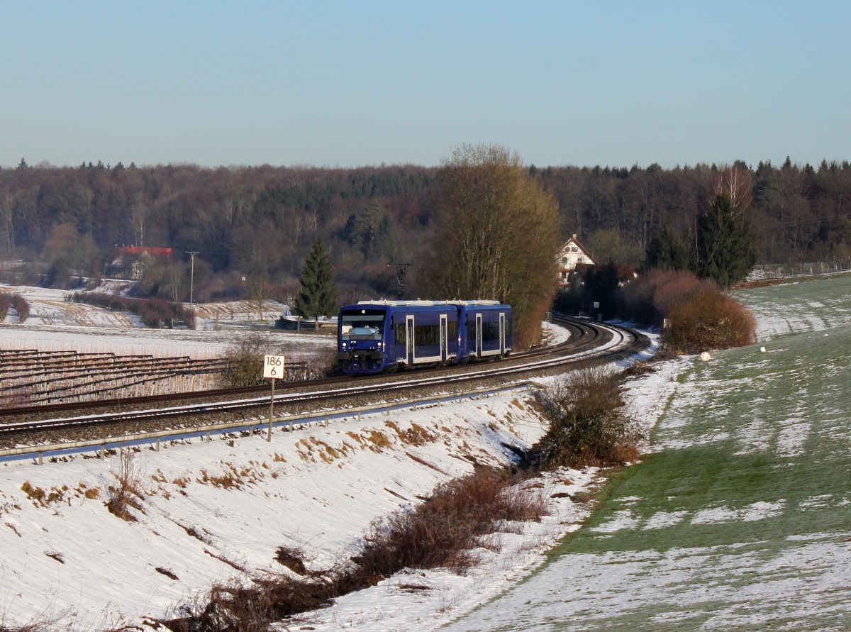 Der VT 70 und der VT 71 als BOB nach Friedrichshafen am 05.01.2015 unterwegs bei Meckenbeuren.