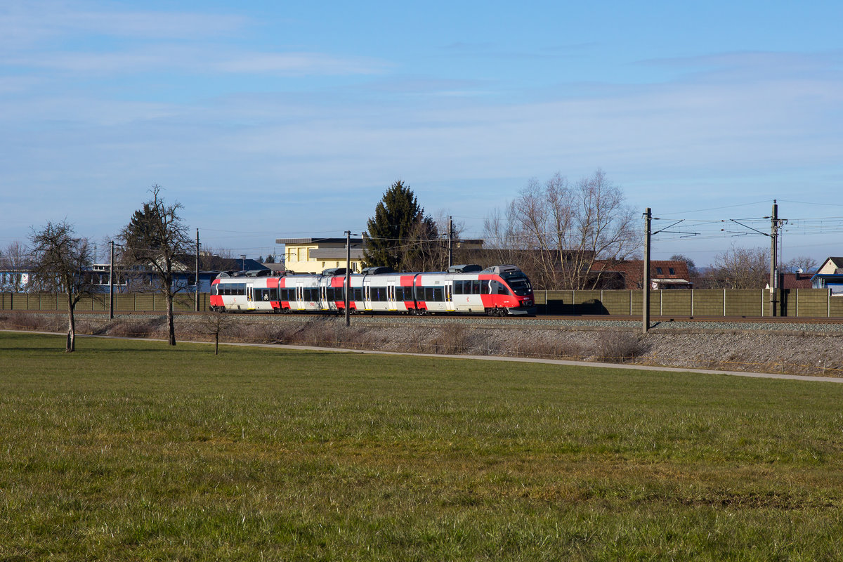 Derzeit verkehren aus dem gesamten österreichischen Gebiet 4024er in Vorarlberg im REX und S-Bahn Dienst. REX in Richtung Dornbirn, Schwarzach 18.2.18