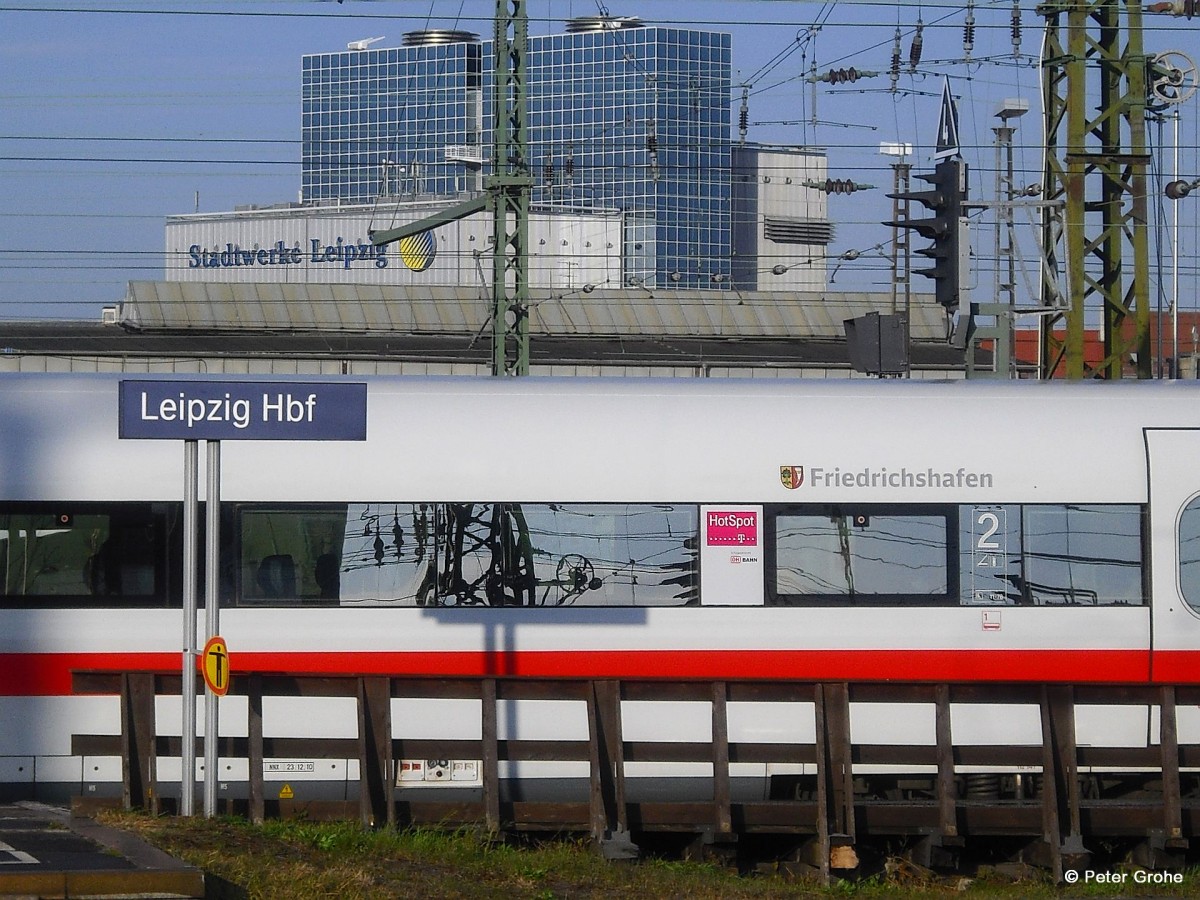 Detail DB ICE 1, Tz 114  Friedrichshafen  (Bj. 1991) als ICE 1555 Frankfurt (Main) Hbf. - Dresden Hbf., fotografiert im Hbf. Leipzig am 10.12.2011 