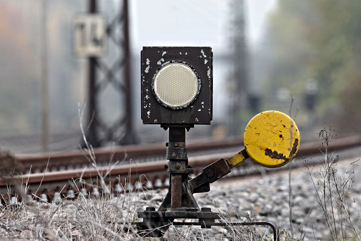 Detail einer handbetriebenen Weiche in Schlehingen.Bild vom 30.10.2014