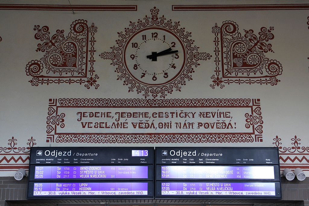 Detail in der Schalterhalle des Bahnhof Veseli nad Moravou am 03.August 2019.