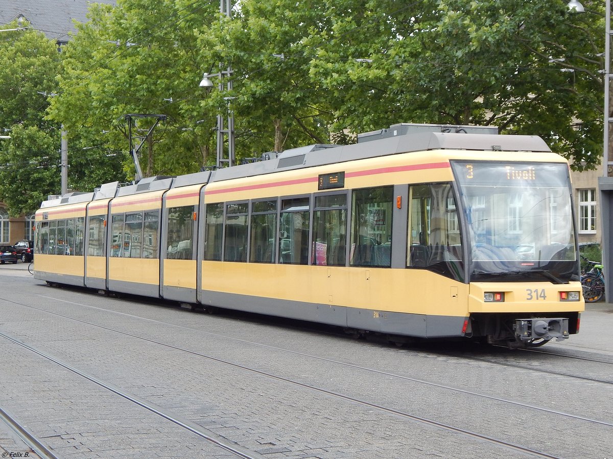 DEUWAG/GT6-70D/N Nr. 314 in Karlsruhe am 22.06.2018
