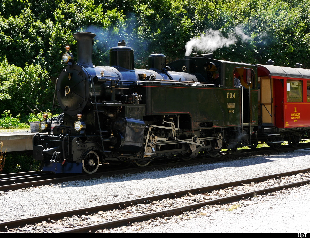 DFB - Dampflok der FO HG 3/4 4 im Bahnhof Gletsch am 27.07.2018