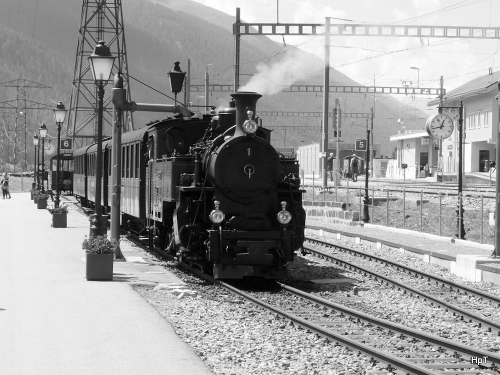 DFB - Dampfzug mit Lok HG 3/4  1 im Bahnhof Oberwald am 17.08.2013