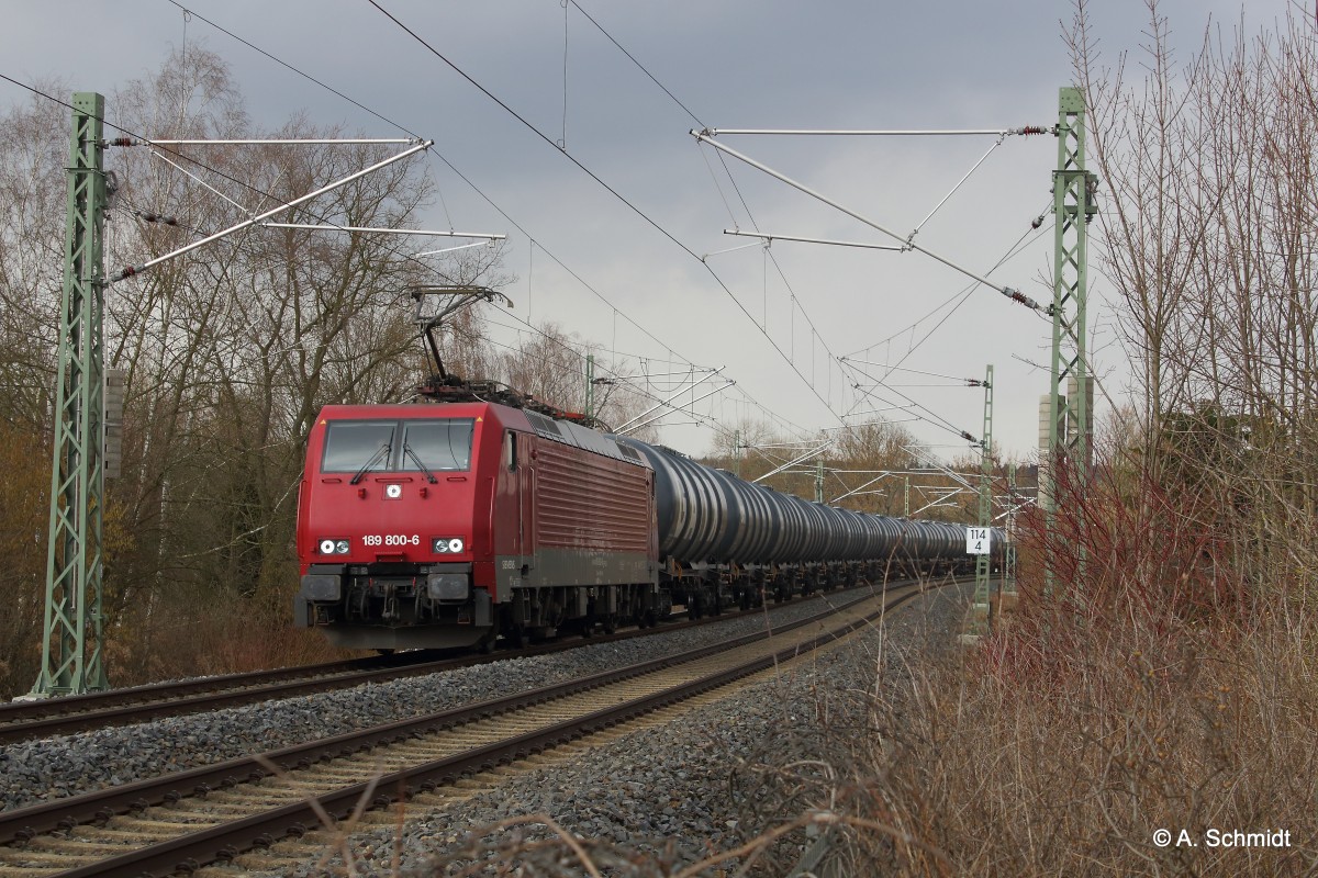 DGS69087 von Hamburg Hohe Schaar nach Hof mit der 189 800 am Kesselzug. Gesehen am 26.02.2016 in Plauen.