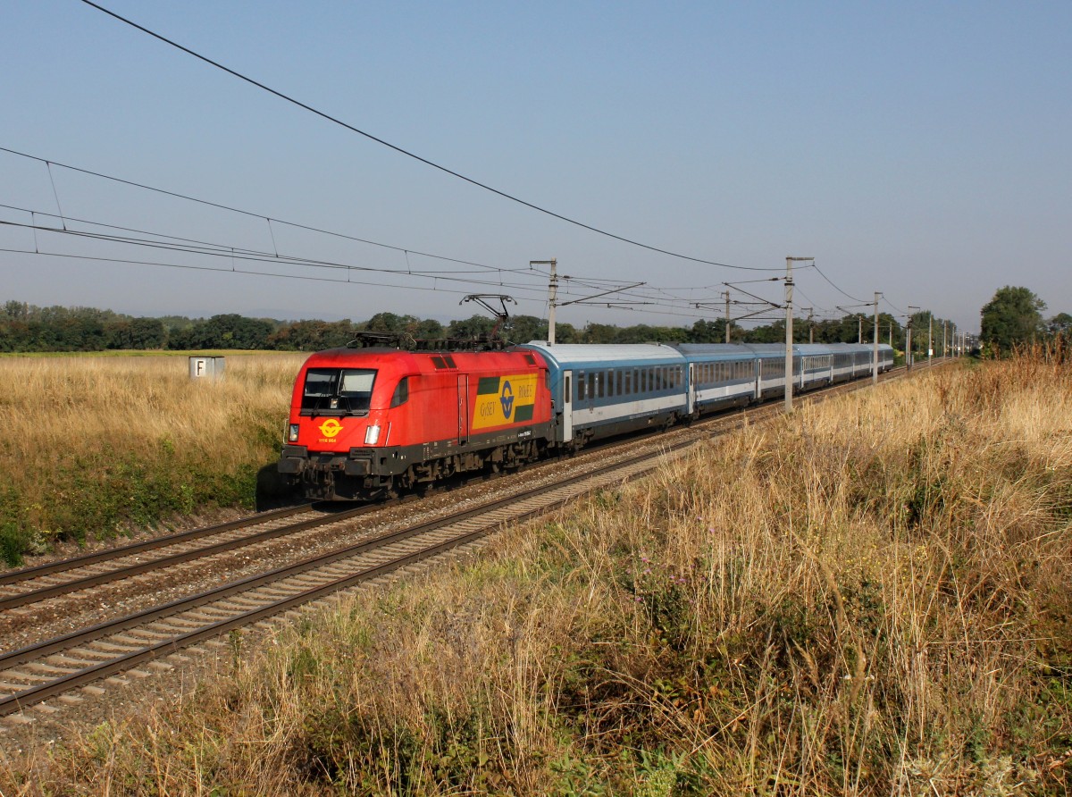 Die 1116 064 mit einem EN nach Budapest am 01.09.2015 unterwegs bei