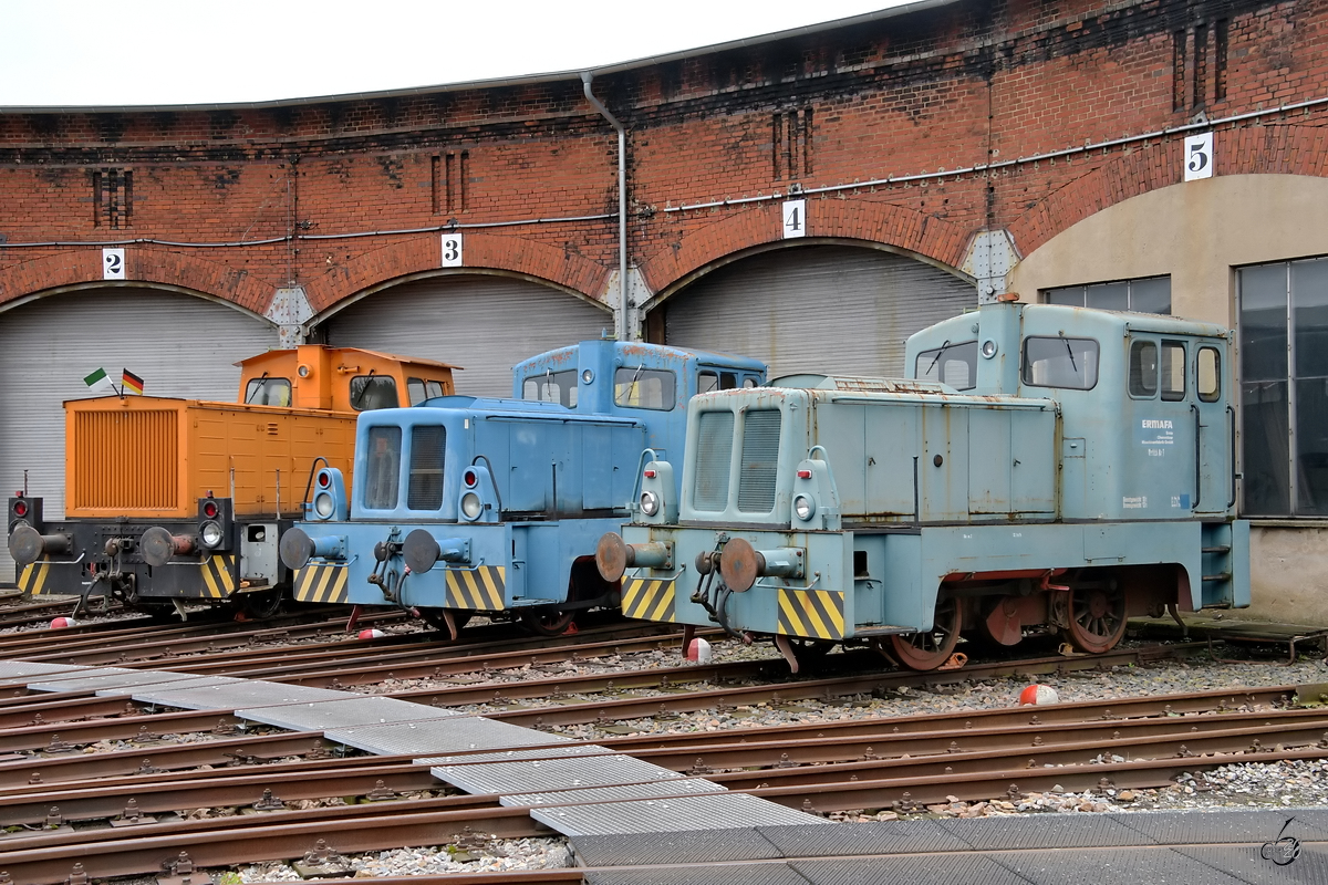 Die 1966 gebaute LKM V10B (252462) war als ERMAFA  1  im Einsatz. (Sächsisches Eisenbahnmuseum Chemnitz-Hilbersdorf, September 2020)