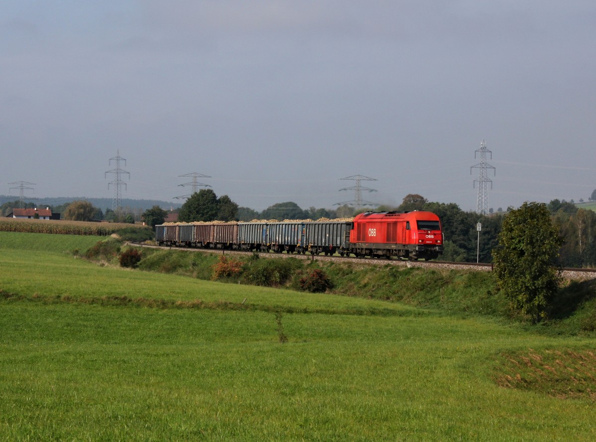 Die 2016 074 mit einem Rübenzug am 06.10.2014 unterwegs bei Neuratting.