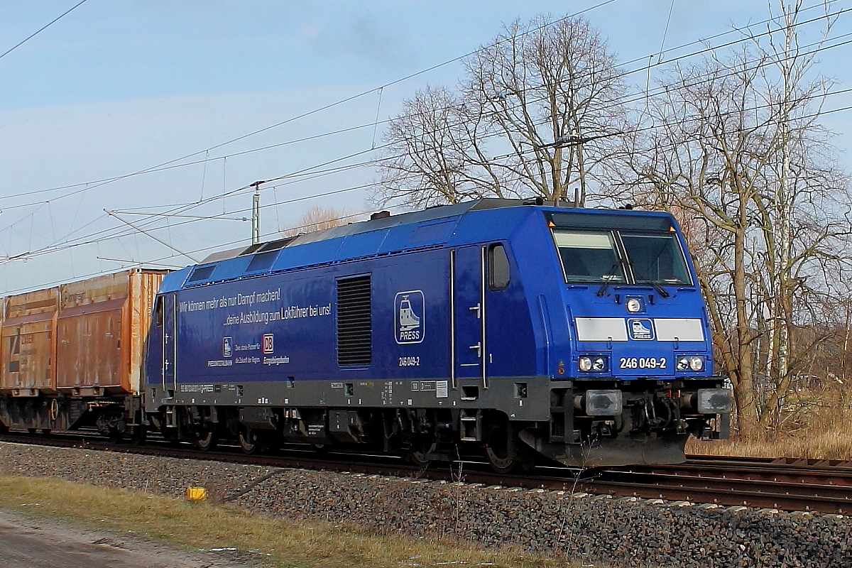 Die 246 049-2 der Press am 06.02.2018 in Nassenheide.
