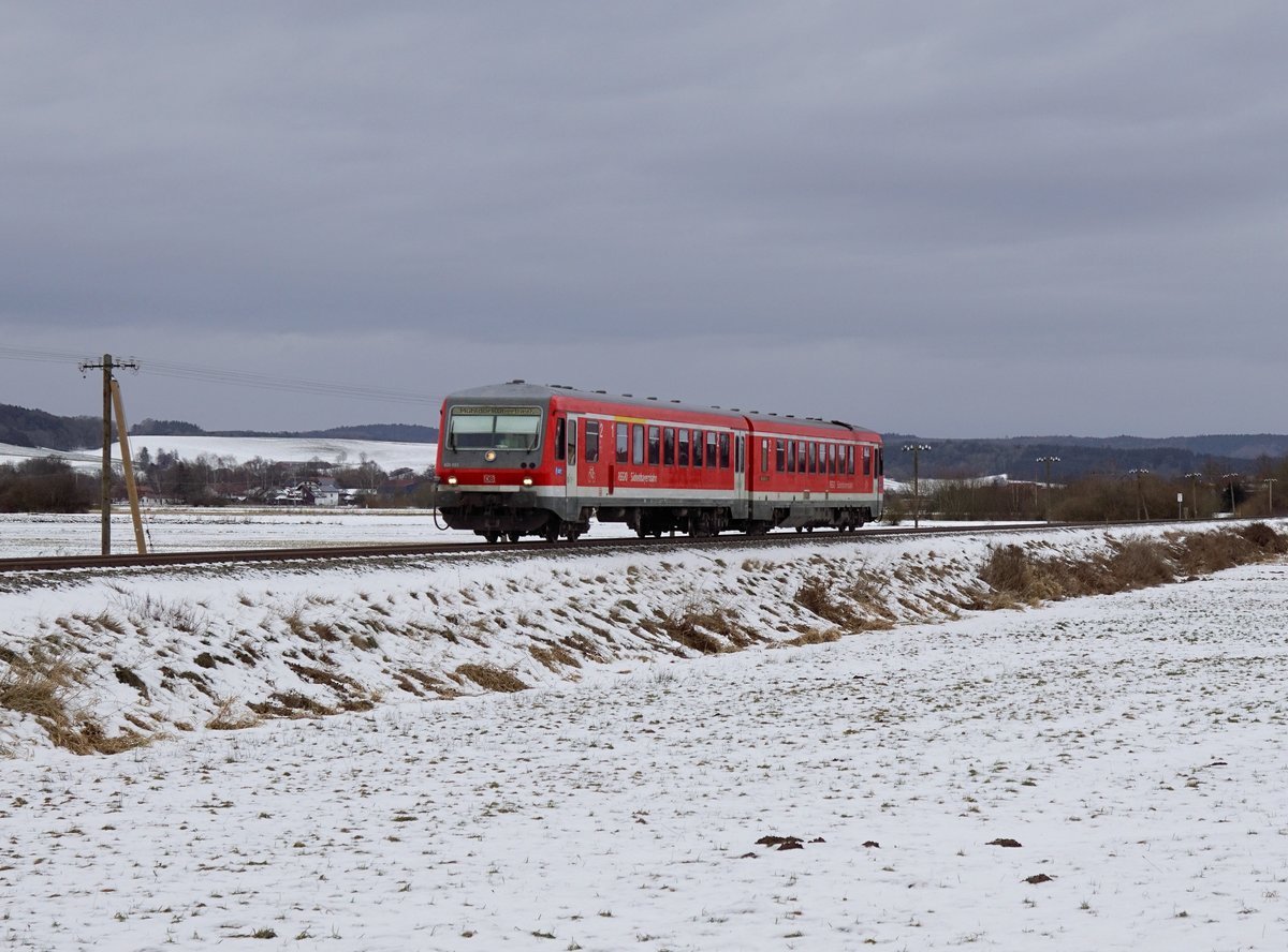 Die 628 653 als RB nach Mühldorf am 13.01.2017 unterwegs bei Anzenkirchen.