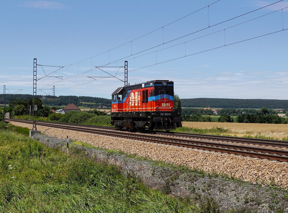 Die 721 203 am 07.07.2018 unterwegs bei Újezd.