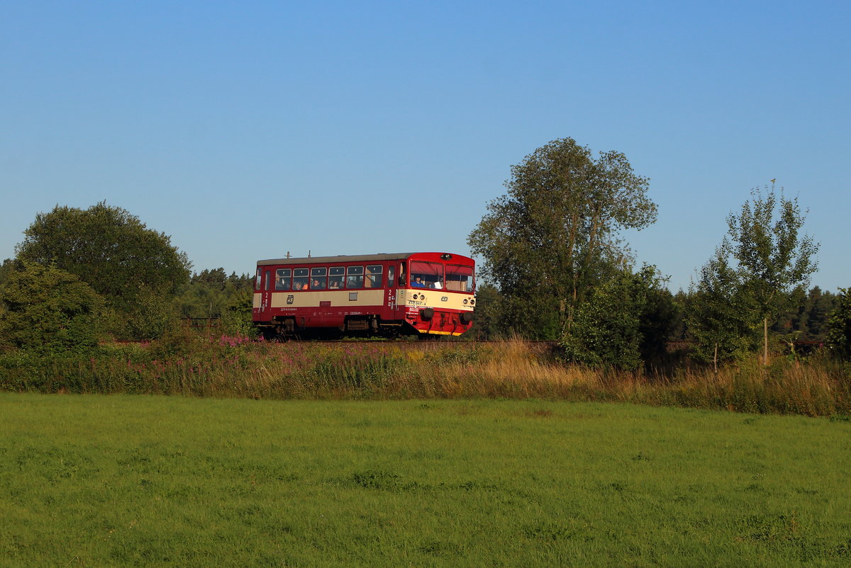 DIe 810 041 am frühen des 02.07.2018 kurz vor Haltepunkt