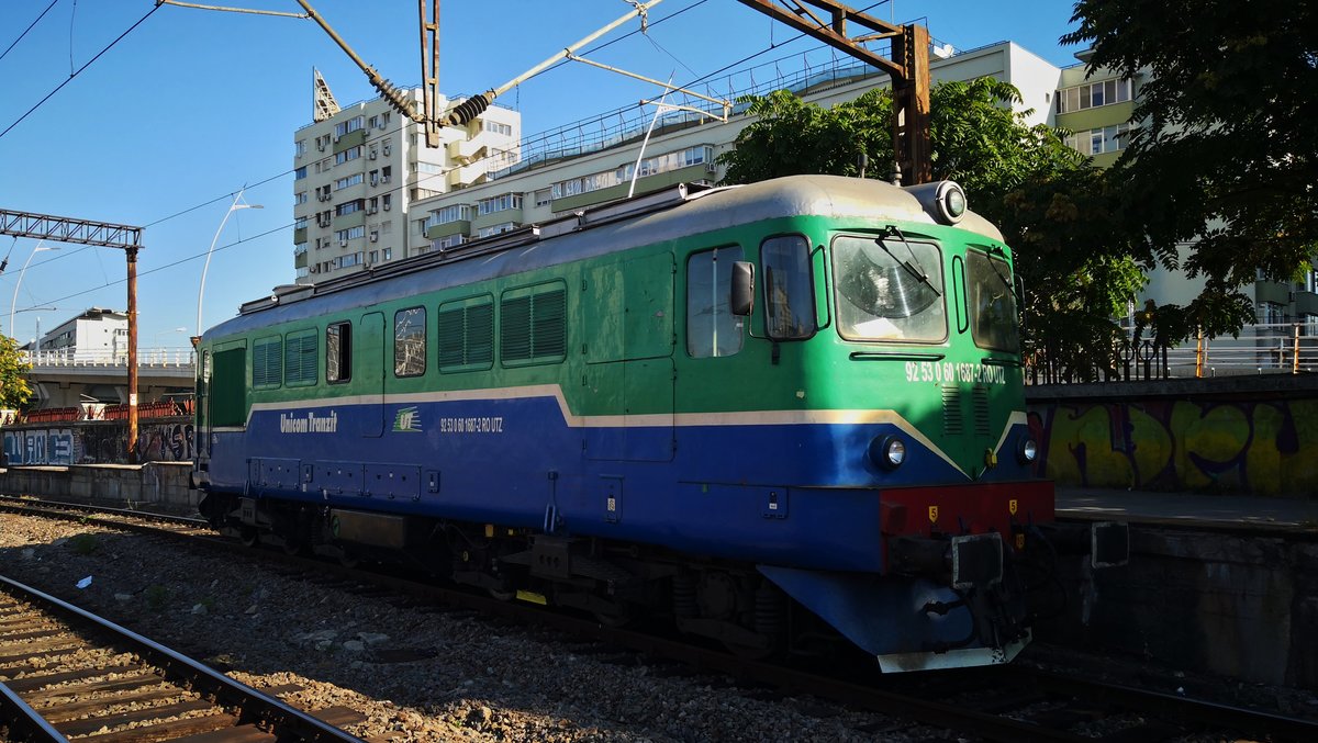 Die 92-53-0-601687-2 der Unicom Tranzit manövrierte am 21.08.2019 an Gleis 14 Nordbahnhof Bukarest