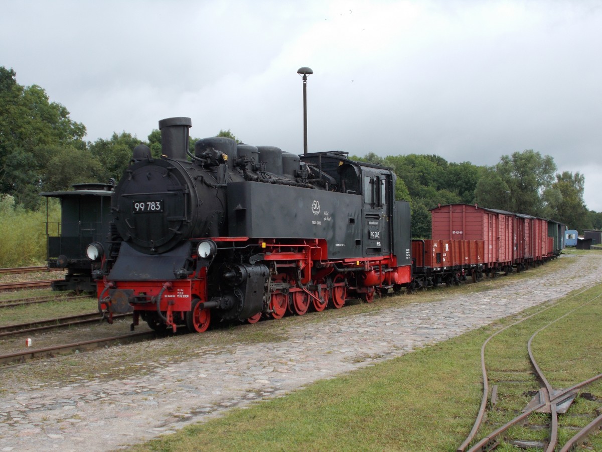 Die 99 (1)783 hat im Putbuser Traditionsbereich einen neuen Abstellplatz gefunden.Aufnahme vom 04.August 2014.