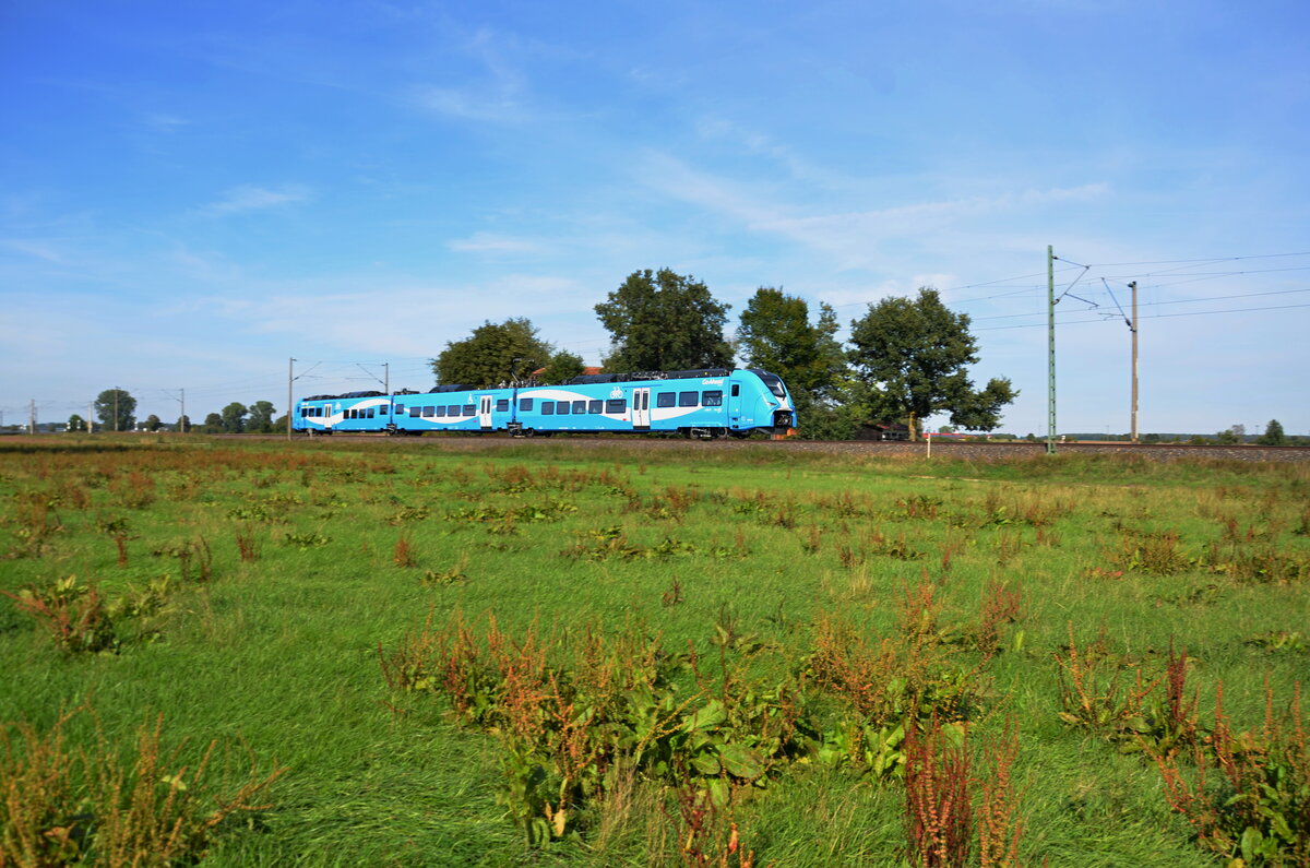 Die Ablösung der DB Züge naht. Hier ist Go-Ahead Bayern ET 2463 111-1 auf Probefahrt in Richtung Treuchtlingen unterwegs. Aufgenommen am 23.09.2022 bei Triesdorf