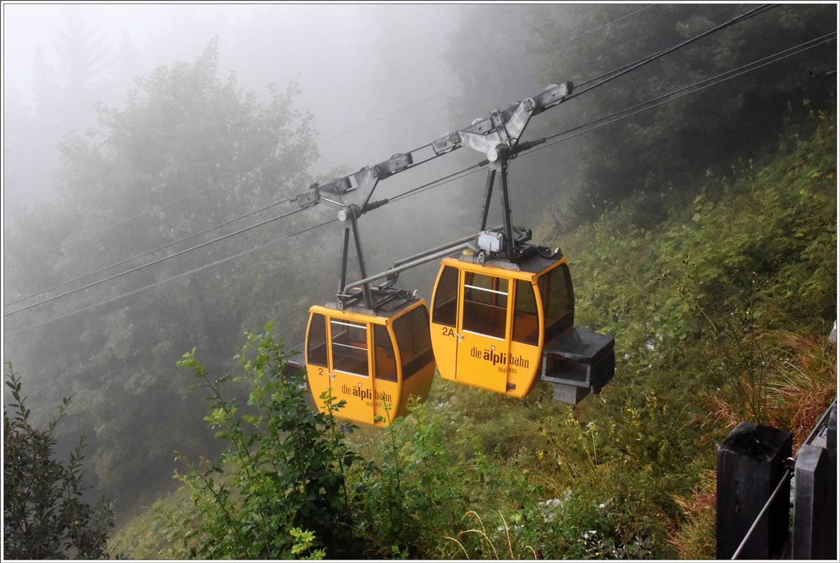 Die Älplibahn Malans ist eine ehemalige Militärbahn der Festung Sargans und wird von Freiwilligen betrieben. (20.09.2016)