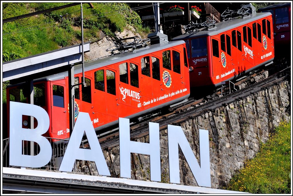 Die Bahn, die nach oben führt, Talstation Alpnachstad. (20.05.2014)