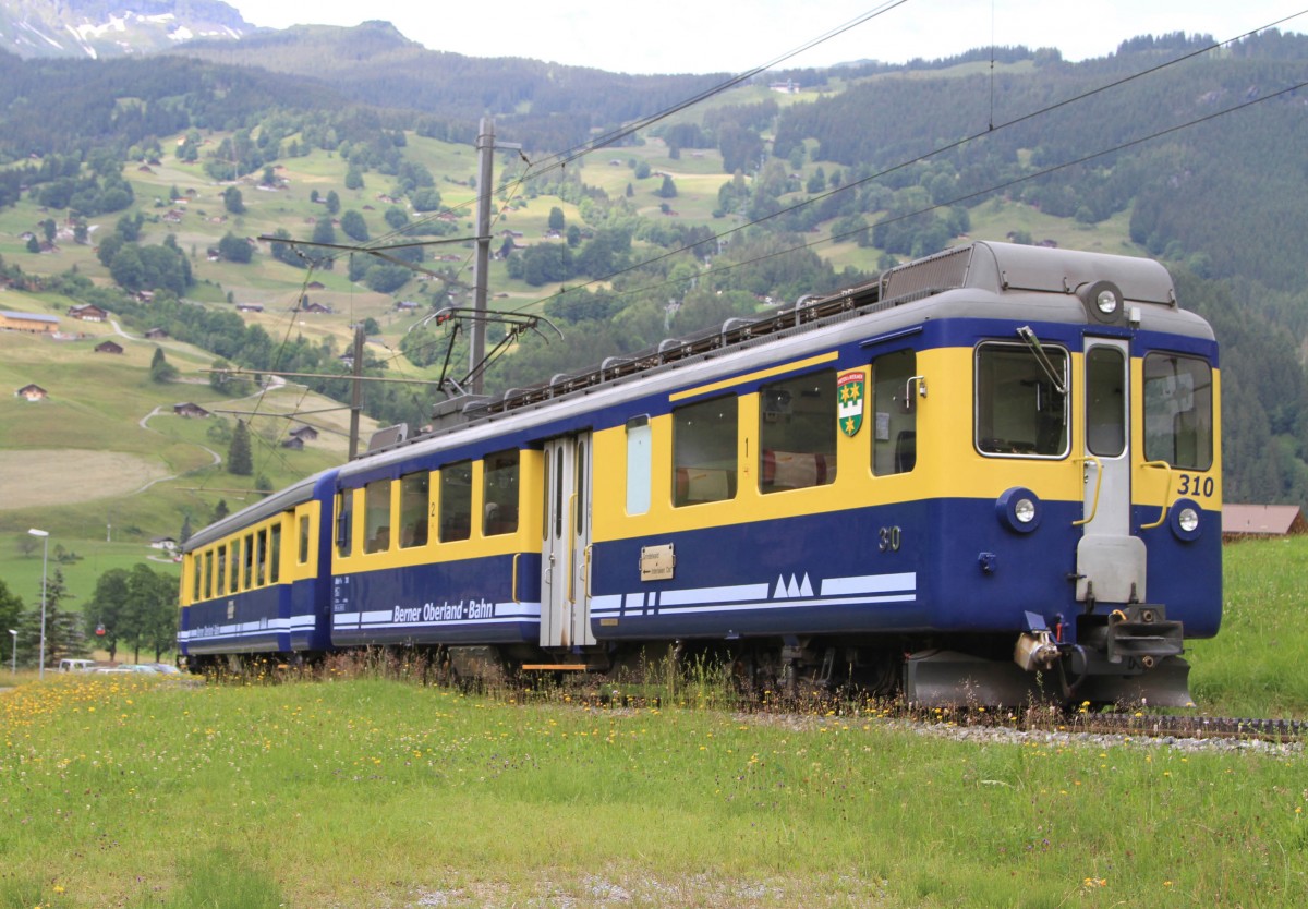 Die Berner Oberlandbahn Nr.310 bei Grindelwald am 22.06.2014