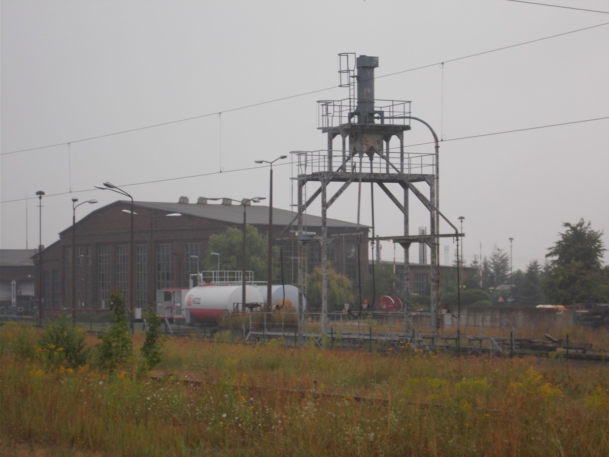 Die Besandungsanlage im ehemaligen Bw Pasewalk am 16.August 2015.