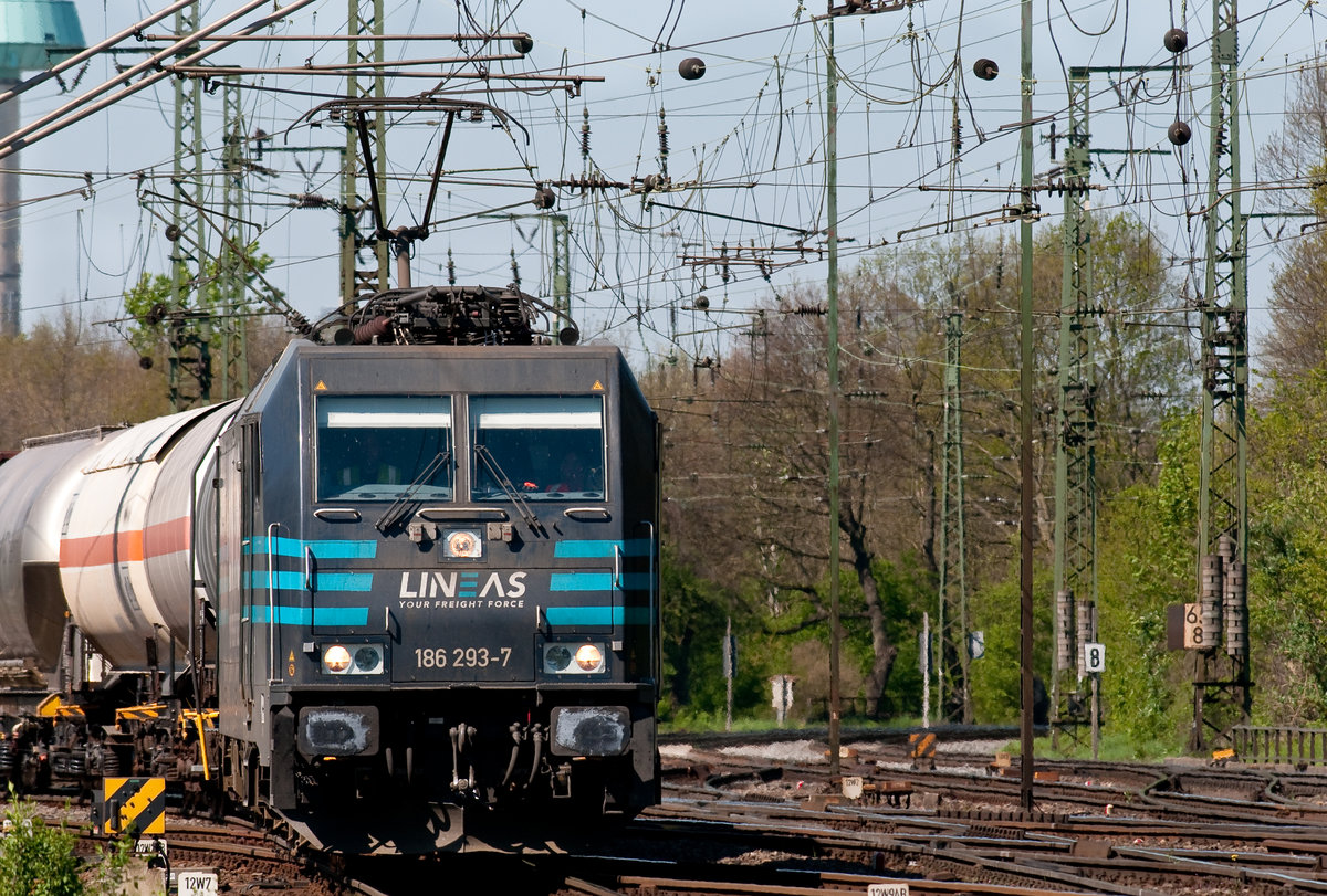 Die BR 186-293-7 Aufgenommen in Porz-Gremberghoven. 20.4.2019.