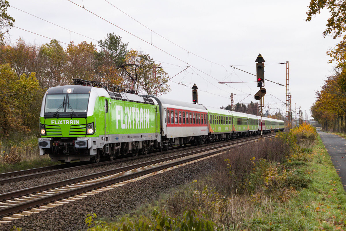 Die BTE 193 827 zog am 13.11.2019 einen umgeleiteten Flixtrain nach Köln Hbf, aufgenommen bei Dörverden.