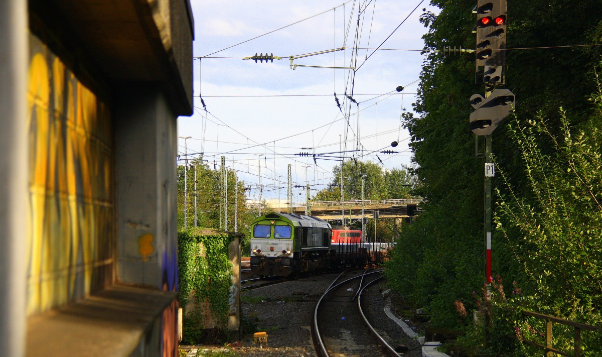 Die Class 66 6603 von Captrain kommt aus Richtung Montzen/Belgien mit einem Aluminiumzug aus Dunkerque(F)Kinkempois(B) nach Nievenheim bei Dormagen und fährt durch Aachen-West in RichtungLaurensberg,Richterich,Kohlscheid,Herzogenrath,Hofstadt, Finkenrath,Rimburg,Übach-Palenberg,Zweibrüggen,Frelenberg,Geilenkirchen,Süggerrath,Lindern,Brachelen,Hückelhoven-Baal,Erkelenz,Herrath,Beckrath,Wickrath,Rheydt,Mönchengladbach.
Aufgenommen vom Bahnsteig in Aachen-West bei Schönem Sonnenschein am Abend vom 29.8.2014.