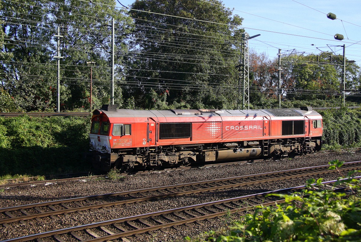 Die Class 66 DE6314  Hanna  von Crossrail steht auf dem Abstellgleis in Aachen-West.
Aufgenommen von der Bärenstrasse in Aachen bei schönem Herbstwetter am Nachmittag vom 18.10.2014. 