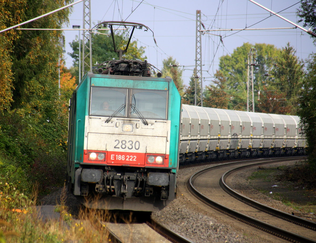 Die Cobra 2830 kommt mit einem Kalkleerzug aus Millingen(D) nach Yves-Gomezee(B) und kommt Richtung Mönchengladbach-Hbf,Rheydt-Hbf,Wickrath,Beckrath,Herrath und fährt durch Erkelenz in Richtung Baal,Hückelhoven-Baal,Brachelen,Lindern,Süggerrath,Geilenkirchen,Frelenberg,Zweibrüggen,Übach-Palenberg,Rimburg,Finkenrath,Hofstadt,Herzogenrath, Kohlscheid,Richterich,Laurensberg,Aachen-West. 
Aufgenommen vom Bahnsteig 1 in Erkelenz. 
Bei schönem Herbstwetter am Nachmittag vom 22.10.2016.