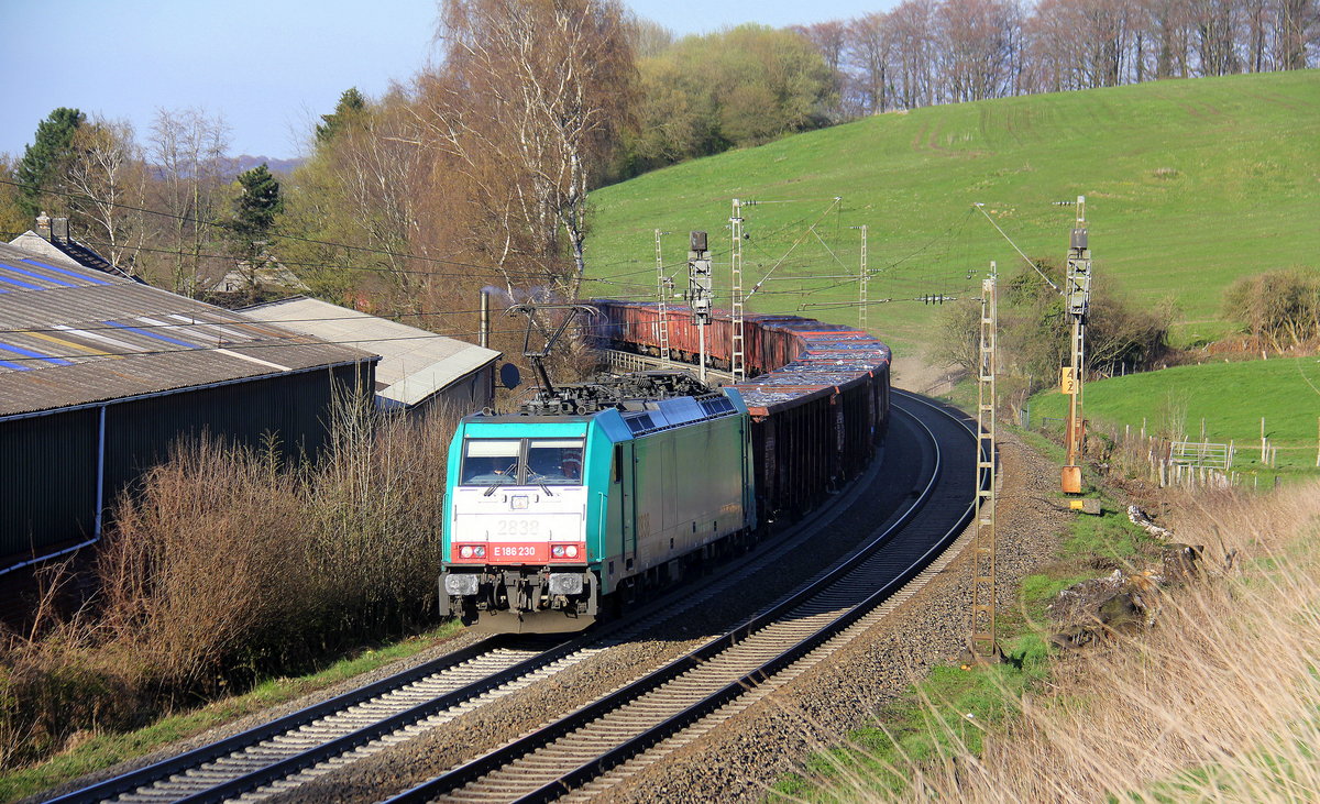 Die Cobra 2838 kommt aus Richtung Aachen-West und fährt die Gemmenicher-Rampe hoch mit einem Schrottzug aus Köln-Kalk(D) nach Genk-Goederen(B) und fährt gleich in den Gemmenicher-Tunnel hinein.
Aufgenommen von einer Wiese in Reinartzkehl.
Bei schönem Frühlingswetter am Nachmittag vom 29.3.2019.