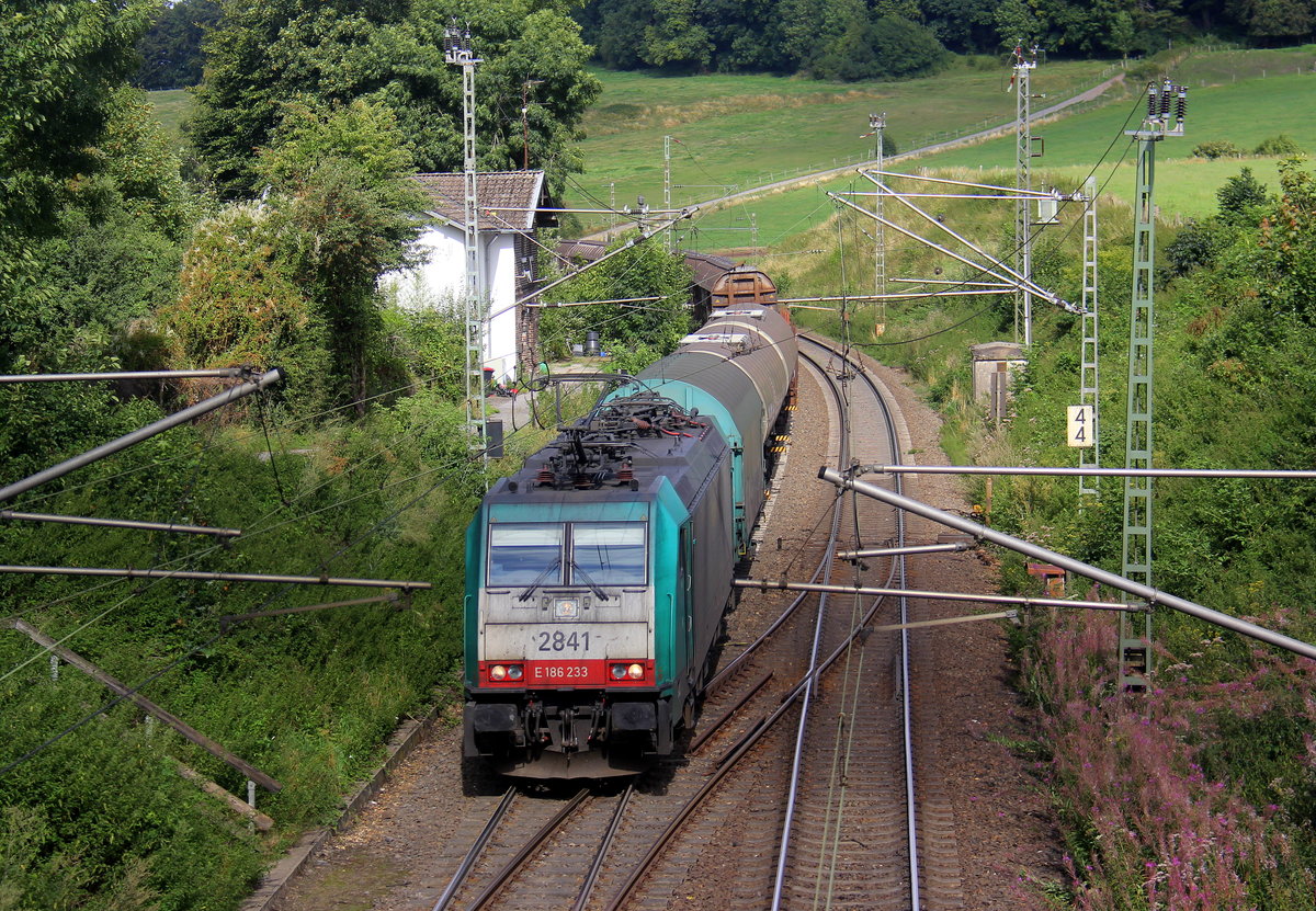 Die Cobra 2841 kommt aus Richtung Aachen-West und fährt die Gemmenicher-Rampe hochgefahren mit einem lagen gemischten Güterzug aus Köln-Gremberg nach Antwerpen-Noord(B) und fährt gleich in den Gemmenicher-Tunnel hinein und fährt in Richtung Montzen/Vise(B).
Aufgenommen in Reinartzkehl an der Montzenroute.
Bei Sommerwetter am Nachmittag vom 16.8.2019.