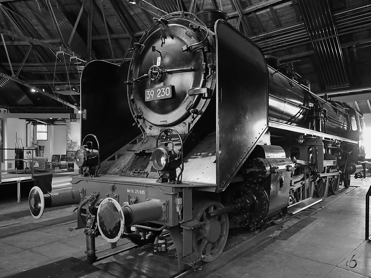 Die Dampflokomotive 39 230 wurde 1923 in der Maschinenbaugesellschaft Karlsruhe gebaut. (Deutsches Dampflokomotiv-Museum Neuenmarkt-Wirsberg, Juni 2019)