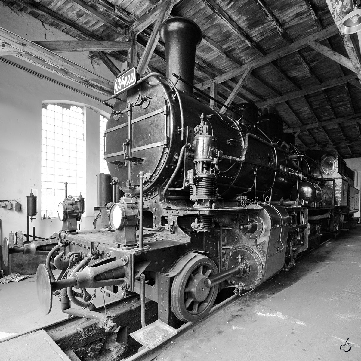 Die Dampflokomotive 434 1100 Anfang April 2018 im Eisenbahnmuseum Lužná u Rakovníka.