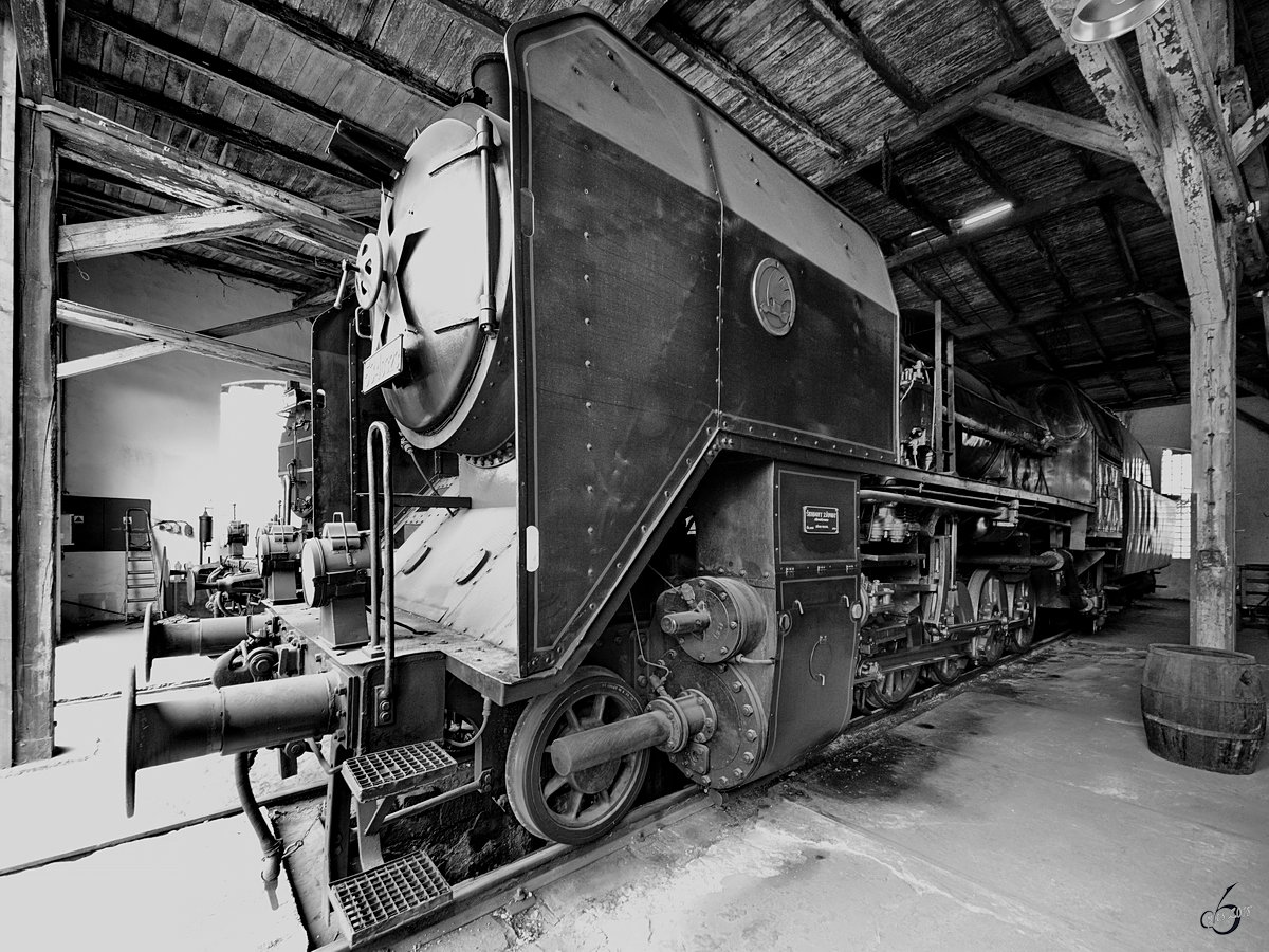 Die Dampflokomotive 534 0323 Anfang April 2018 im Eisenbahnmuseum Lužná u Rakovníka.