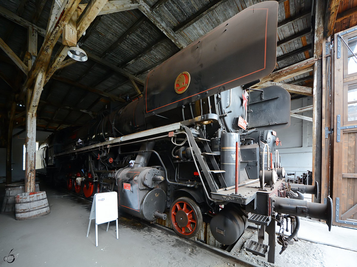 Die Dampflokomotive 556 0506 Anfang April 2018 im Eisenbahnmuseum Lužná u Rakovníka.