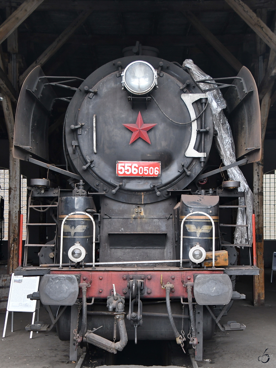 Die Dampflokomotive 556 0506 Anfang April 2018 im Eisenbahnmuseum Lužná u Rakovníka.