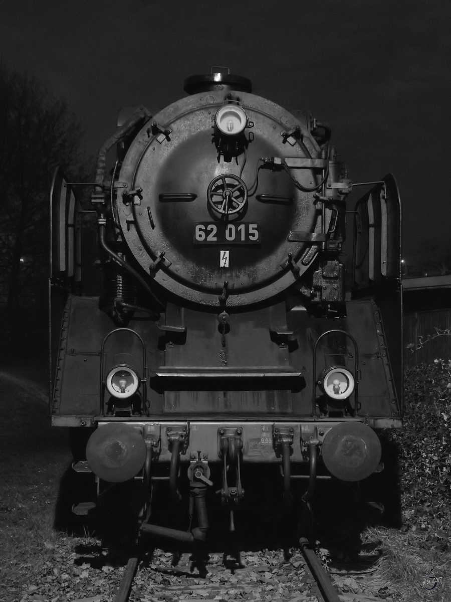 Die Dampflokomotive 62 015 Anfang April 2017 im Eisenbahnmuseum Dresden.