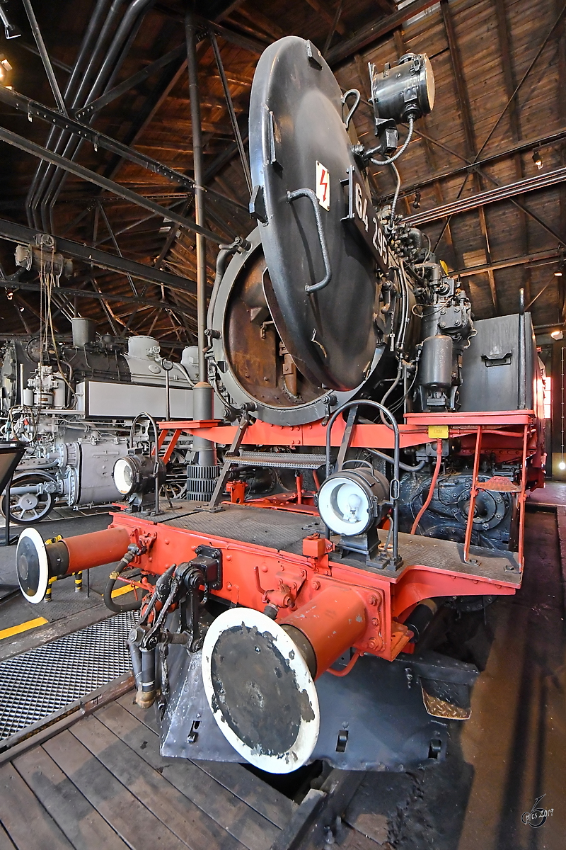 Die Dampflokomotive 64 295 wurde 1934 in der Maschinenfabrik Eslingen gebaut. (Deutsches Dampflokomotiv-Museum Neuenmarkt-Wirsberg, Juni 2019)