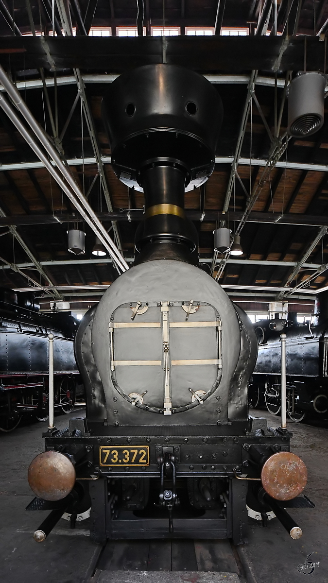 Die Dampflokomotive 73.372 wurde im Jahr 1906 gebaut. (Eisenbahnmuseum Ljubljana, August 2019)