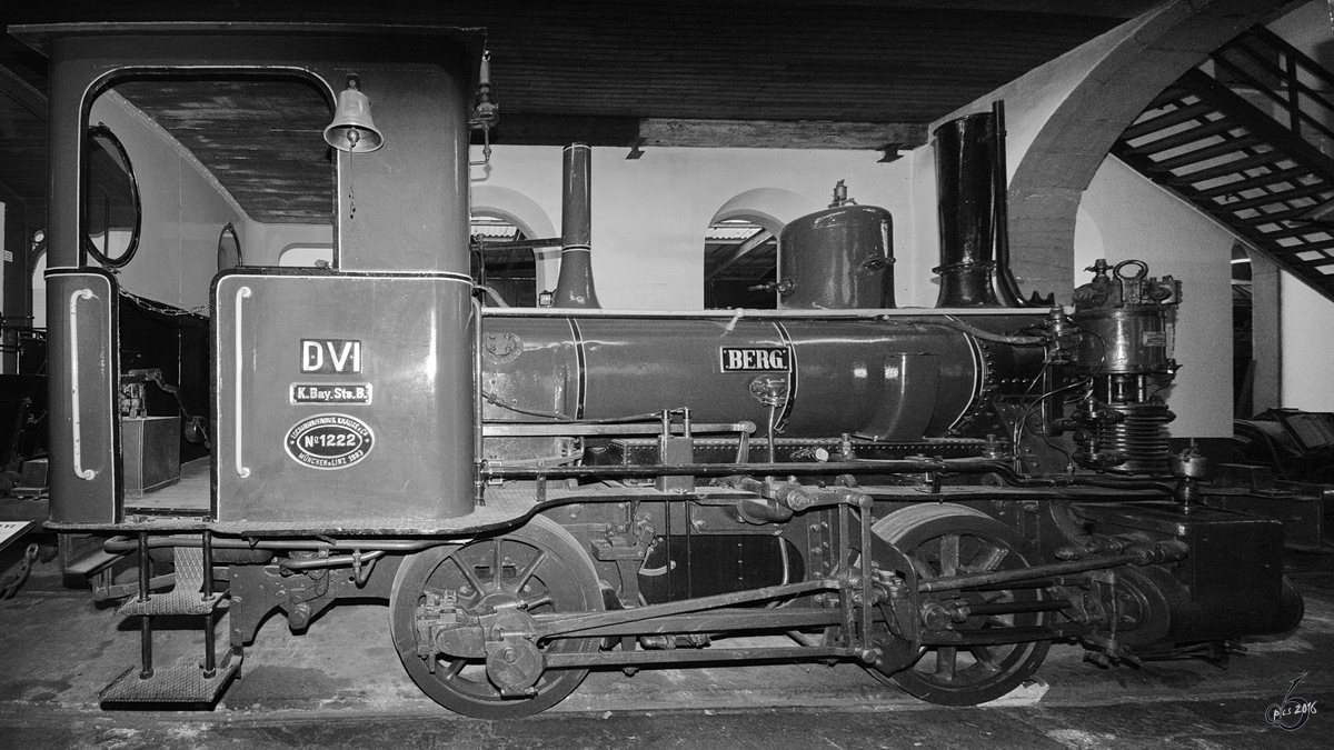 Die Dampflokomotive Gattung D VI  Berg  im Eisenbahnmuseum Neustadt an der Weinstraße. (Dezember 2014)